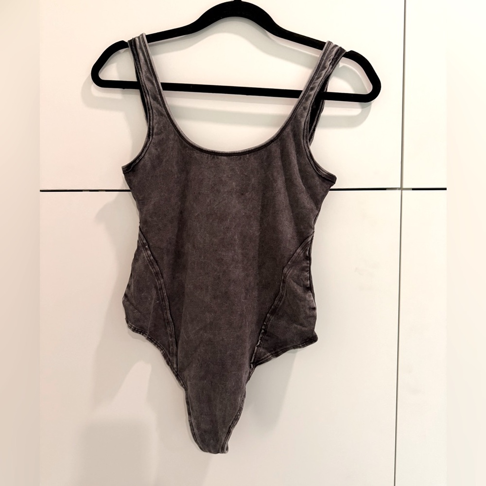Free People Washed Black Bodysuit